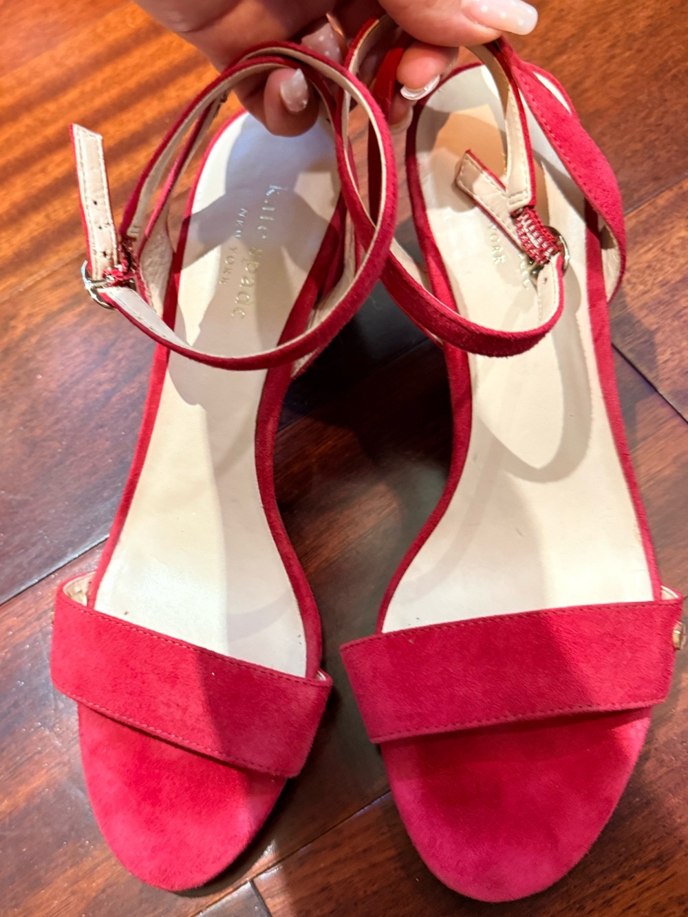 kate spade Red Suede Open-Toe Ankle Strap Sandals - Picture 2 of 7